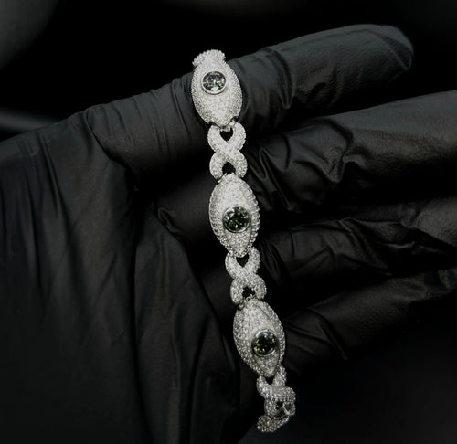 Moissanite Oval‑Link Cluster Bracelet