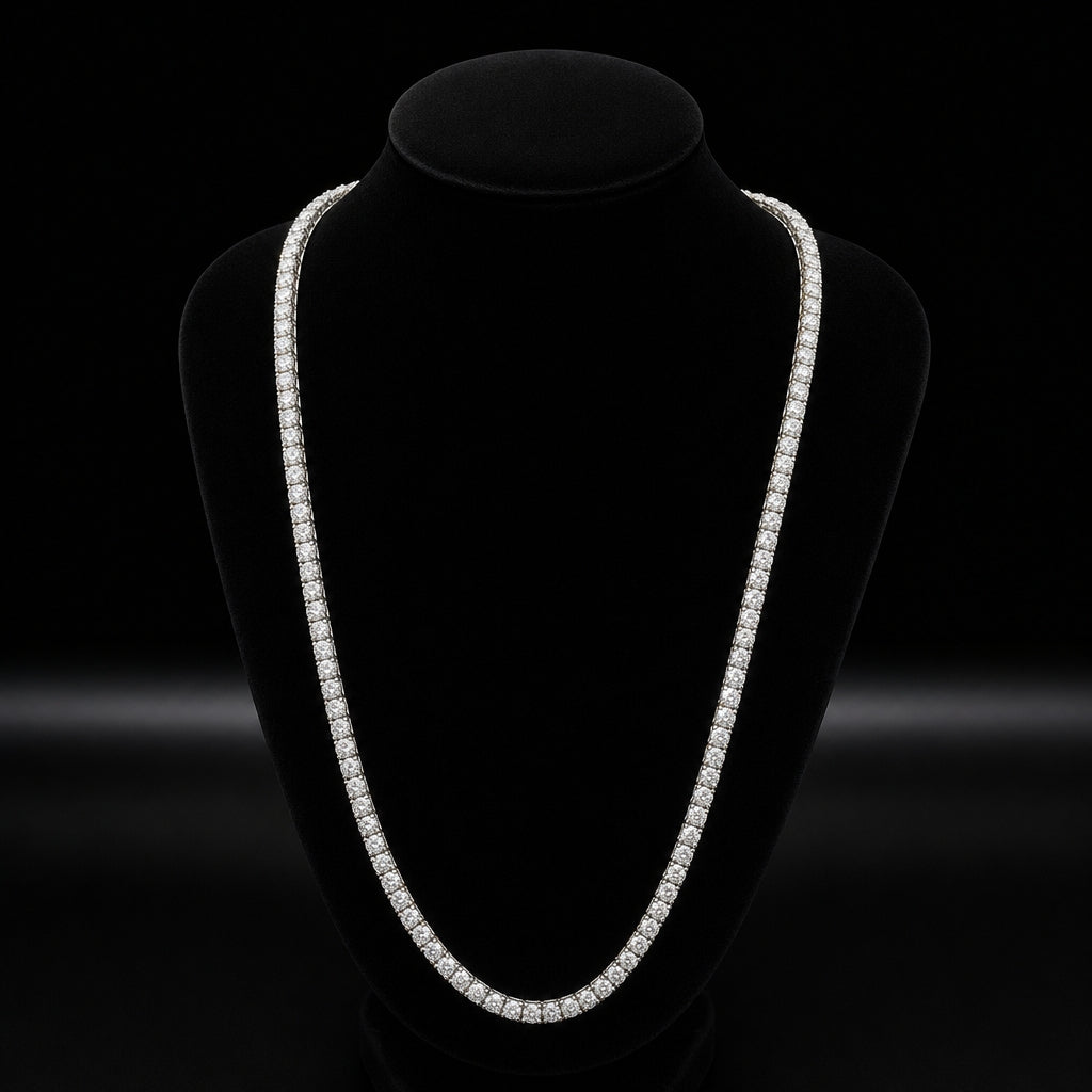 4mm Silver Moissanite Tennis Necklace