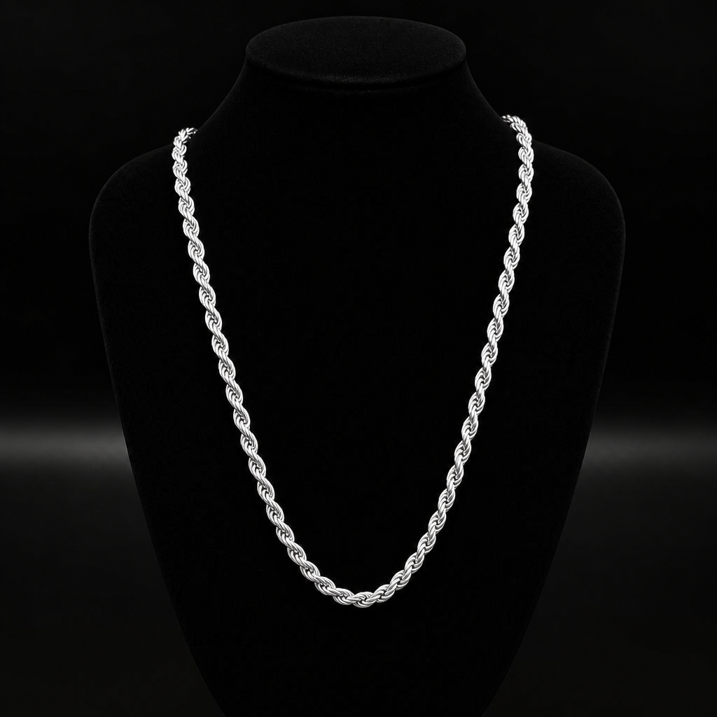 5mm Italian‑Made 925 Sterling Silver Rope Chain