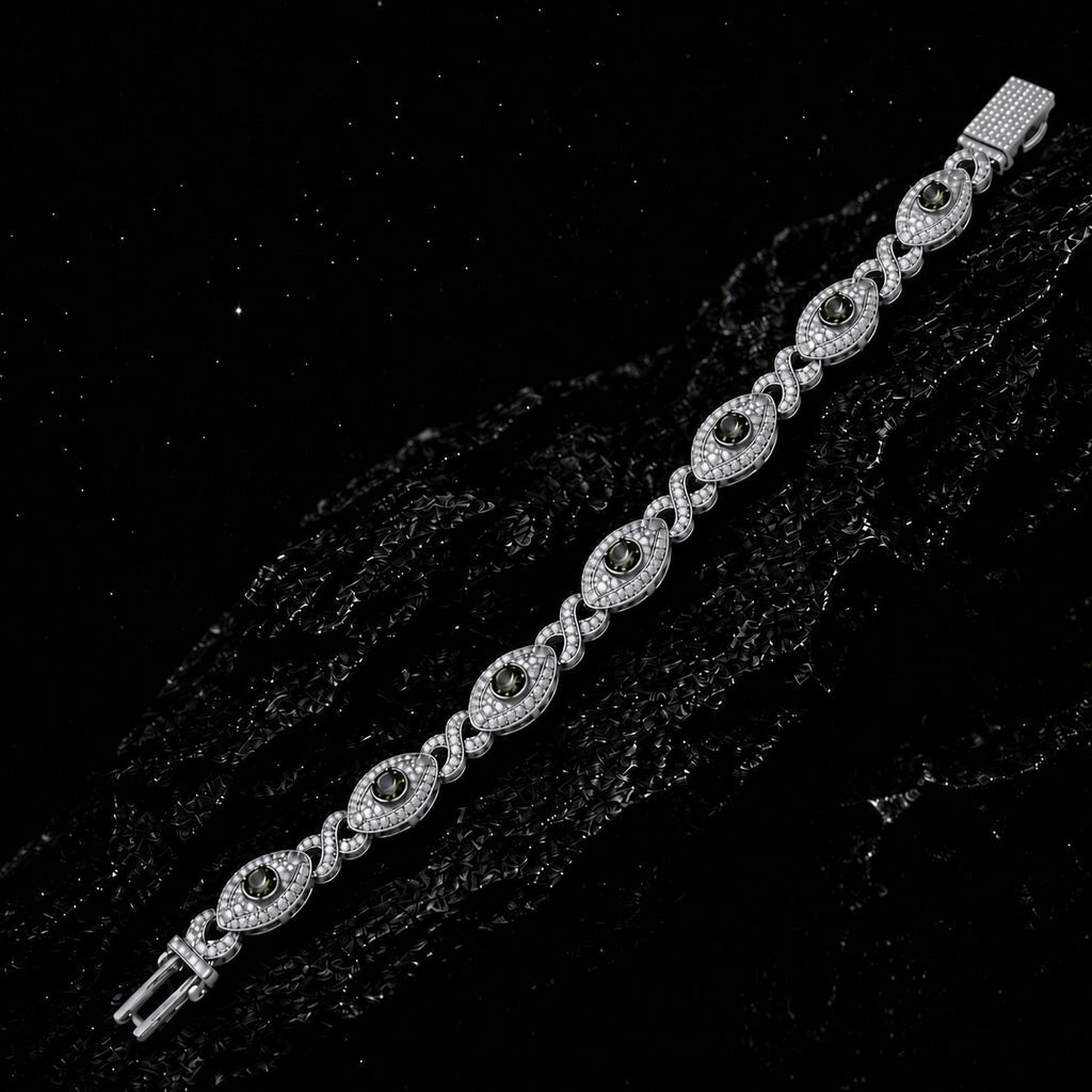 Moissanite Oval‑Link Cluster Bracelet