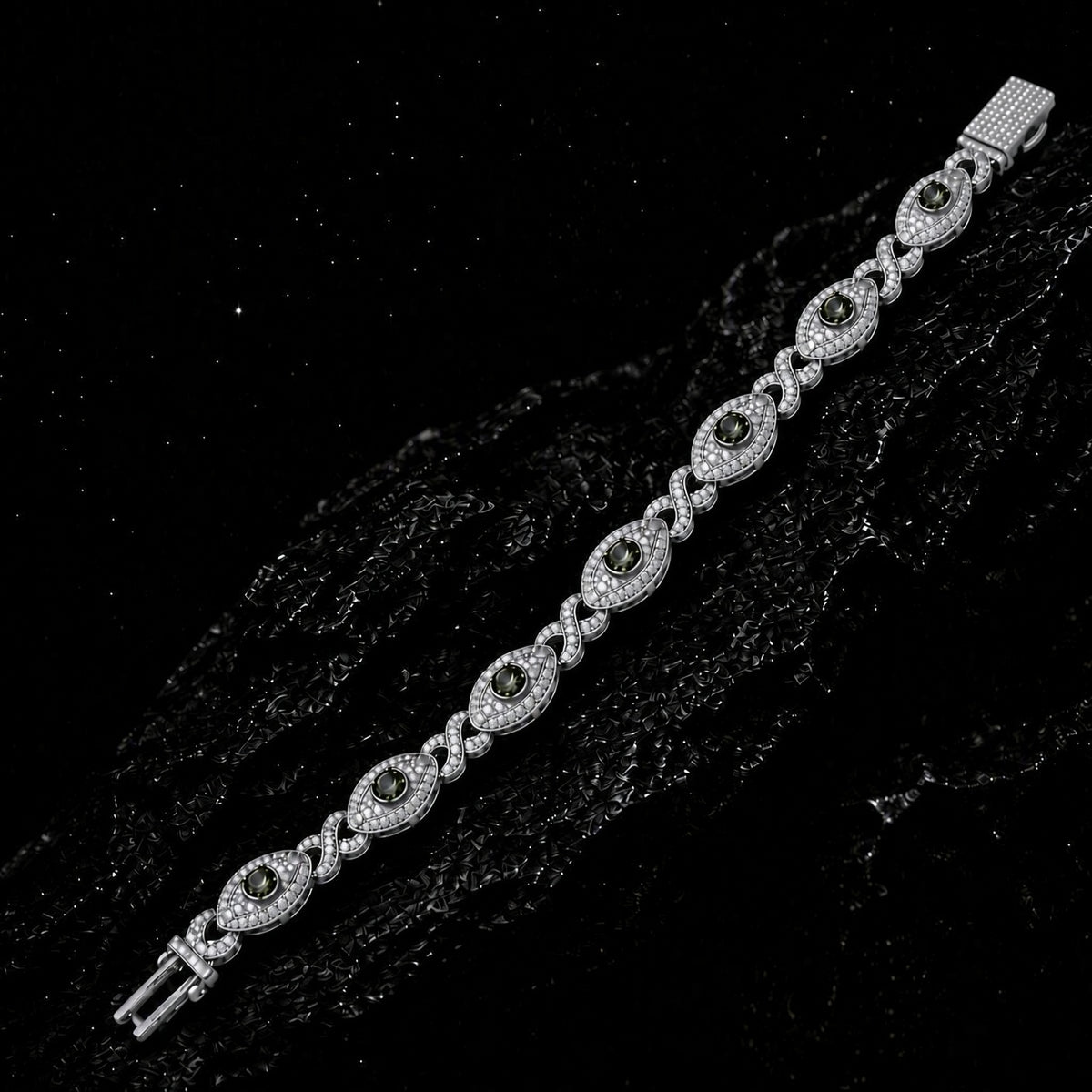 Moissanite Oval‑Link Cluster Bracelet