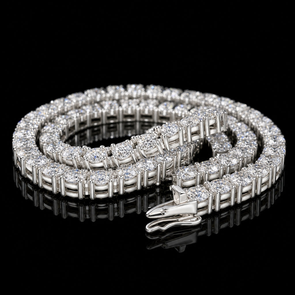 4mm Silver Moissanite Tennis Necklace